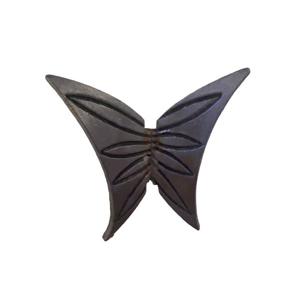 Silver Butterfly Brooch Simple Brutalist Iron 2” Unique - Picture 3 of 6